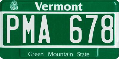 VT license plate PMA678