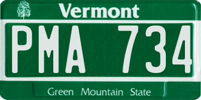 VT license plate PMA734
