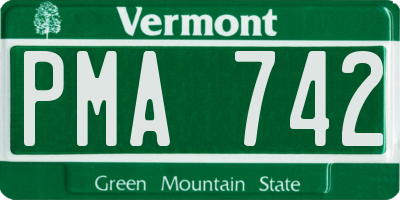 VT license plate PMA742