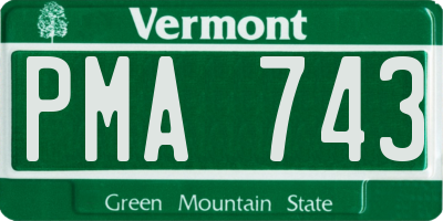 VT license plate PMA743