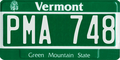 VT license plate PMA748