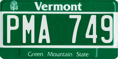 VT license plate PMA749