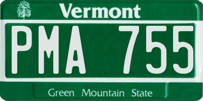VT license plate PMA755