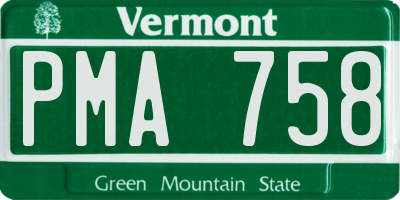 VT license plate PMA758