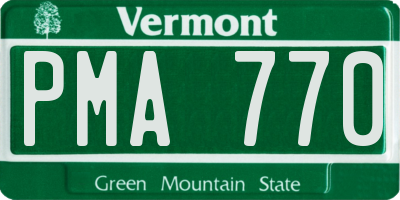 VT license plate PMA770