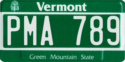 VT license plate PMA789