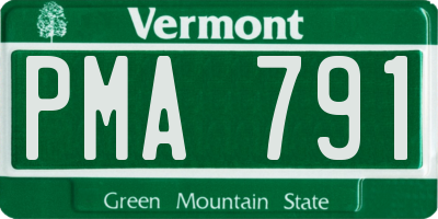 VT license plate PMA791