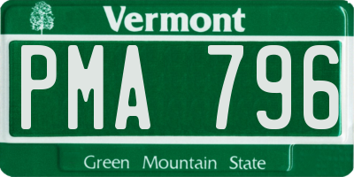 VT license plate PMA796