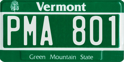 VT license plate PMA801
