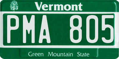 VT license plate PMA805