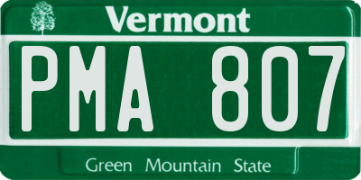 VT license plate PMA807