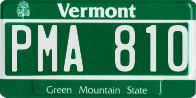 VT license plate PMA810