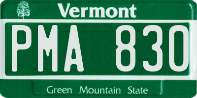 VT license plate PMA830