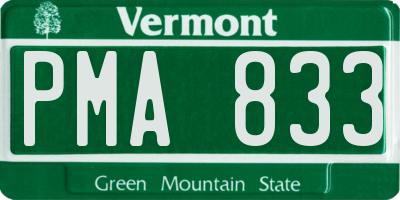 VT license plate PMA833