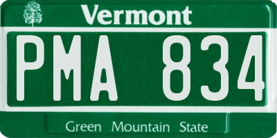 VT license plate PMA834