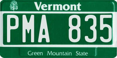 VT license plate PMA835