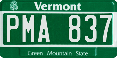 VT license plate PMA837