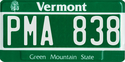 VT license plate PMA838