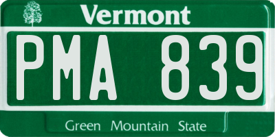 VT license plate PMA839