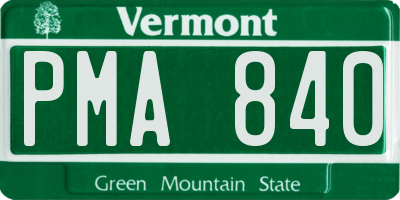 VT license plate PMA840