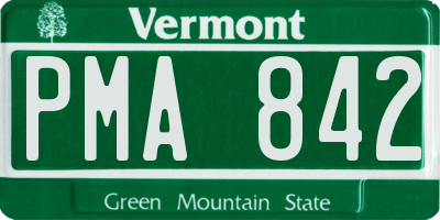 VT license plate PMA842