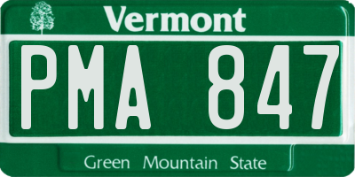 VT license plate PMA847