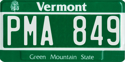 VT license plate PMA849
