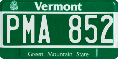 VT license plate PMA852