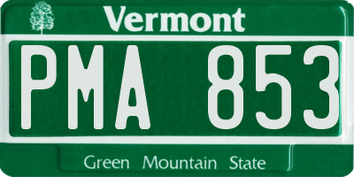 VT license plate PMA853