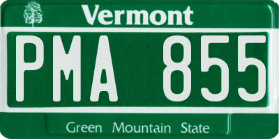 VT license plate PMA855