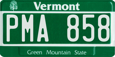 VT license plate PMA858