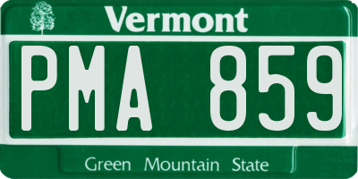 VT license plate PMA859