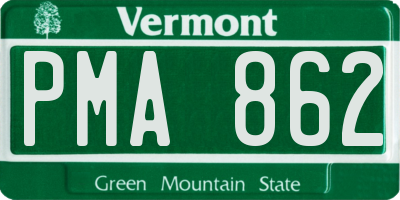 VT license plate PMA862