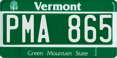 VT license plate PMA865