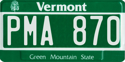 VT license plate PMA870