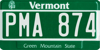 VT license plate PMA874