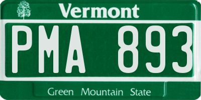 VT license plate PMA893