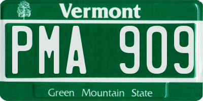 VT license plate PMA909