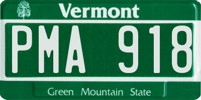 VT license plate PMA918