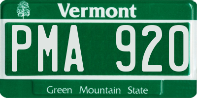 VT license plate PMA920