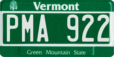 VT license plate PMA922