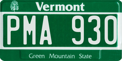 VT license plate PMA930