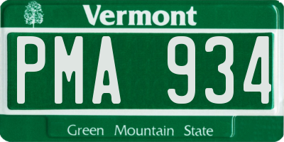 VT license plate PMA934
