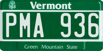 VT license plate PMA936