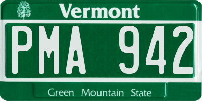 VT license plate PMA942
