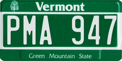 VT license plate PMA947