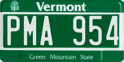 VT license plate PMA954