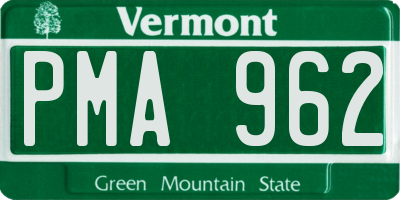 VT license plate PMA962