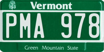 VT license plate PMA978