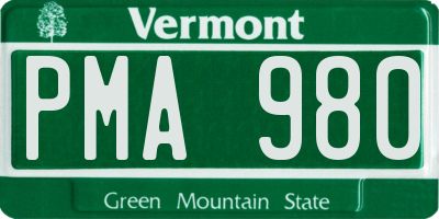 VT license plate PMA980